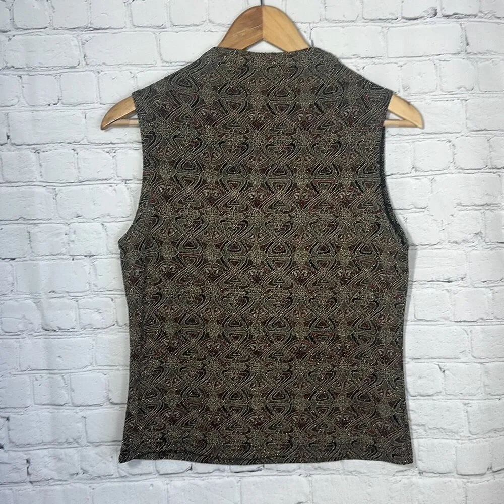 Vintage JKLA California Sleeveless Blouse‎ Evening Cocktail Shirt S Small USA